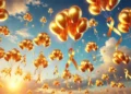 Shining a Golden Light on Childhood Cancer 11 Golden Balloons Rise In Sky