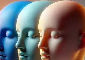 Three Heads Blue Green Orange