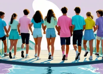 Young People Holding Hands On A Bridge