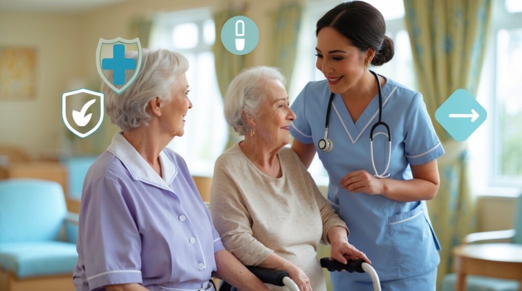 Understanding The Burden of UTI Hospitalisations. 3 Two Women And A Nurse In A Nursing Home
